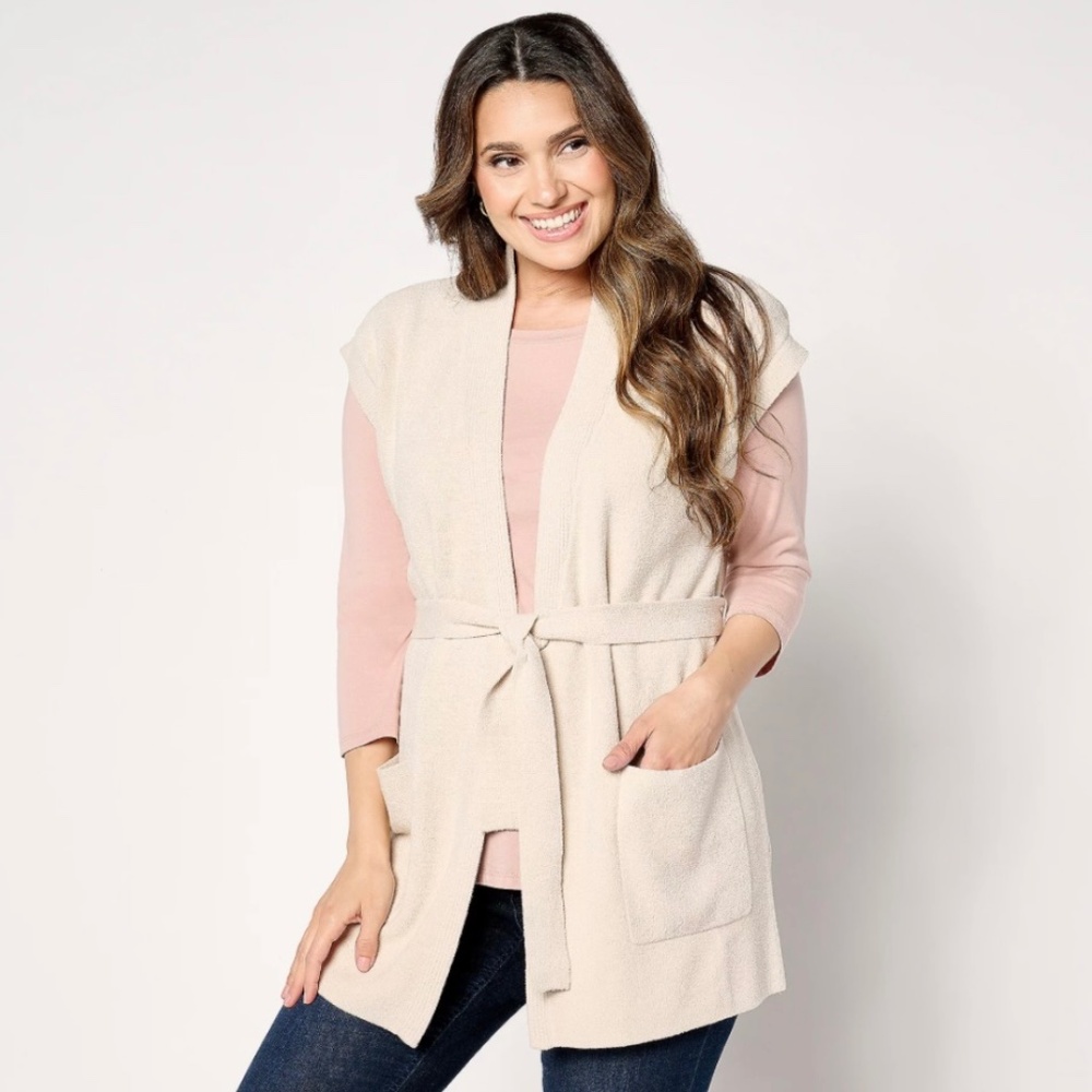 NWT! Cozychic [Barefoot Dreams] Ultra Lite Ivory Sleeveless Cardigan Vest | 3X